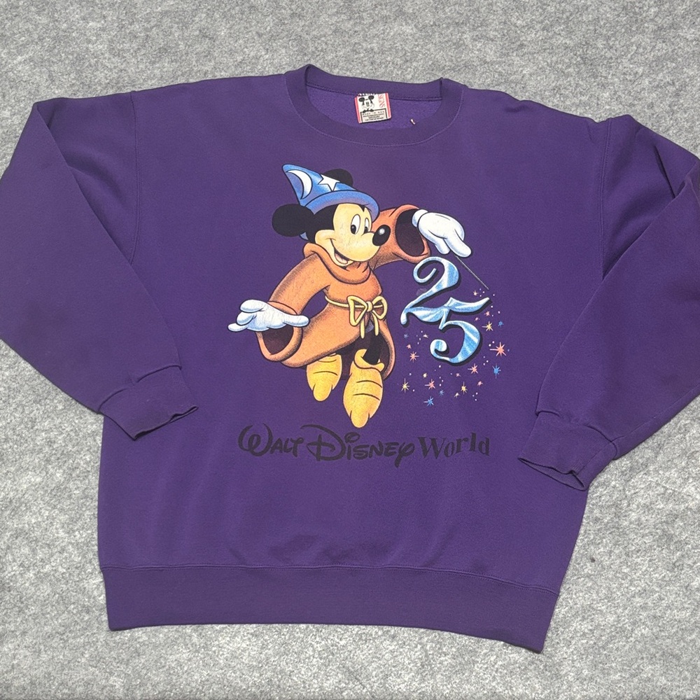 MARKET 1996 Vintage Disney 25th Anniversary Mickey Purple Crewneck Sweater